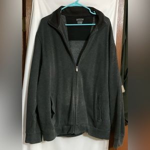 Arrow: Men’s casual dark grey extra large cotton active wear sweat jacket.